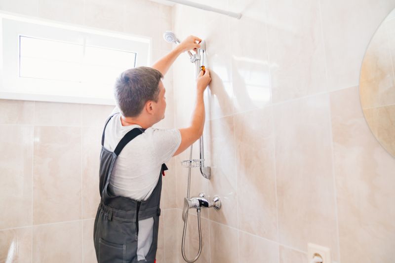Professional team working on a shower