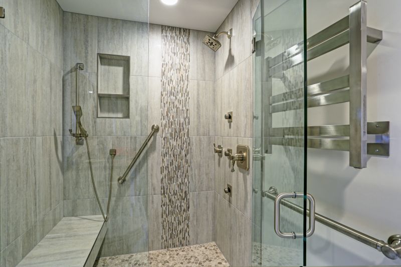 Various shower styles and tiles